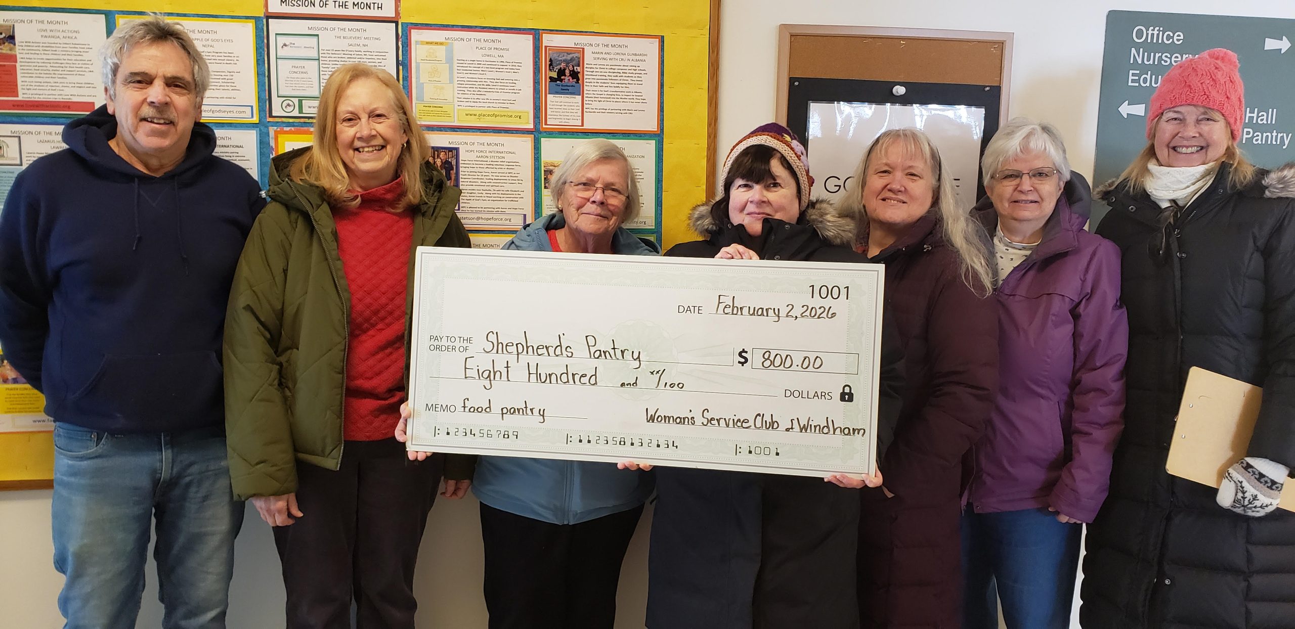 Woman’s Service Club Of Windham Presents Monetary Donation Shepherd’s Pantry